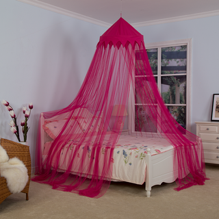 Les auvents de lit de couronne de couleur rose rouge populaires filles fées moustiquaires pour lit double